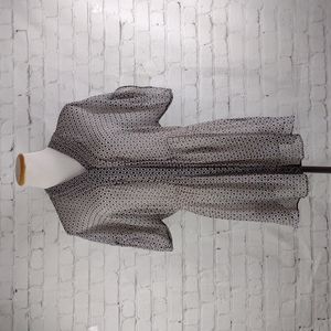 Coldwater Creek Top Blouse Sheer  Print short sleeve Button Size XS 4 - 6